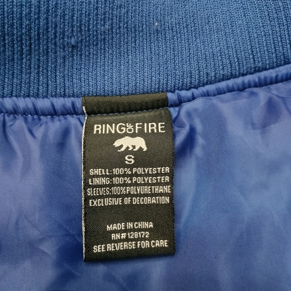 Ring of Fire Blue and White Striped Bomber Jacket Size Small - Picture 5 of 5